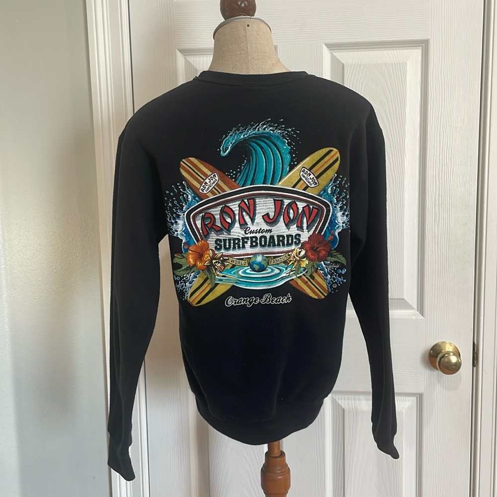 Ron Jon surf sweatshirt Orange Beach AL pull over cotton black mens size small S - Picture 2 of 10
